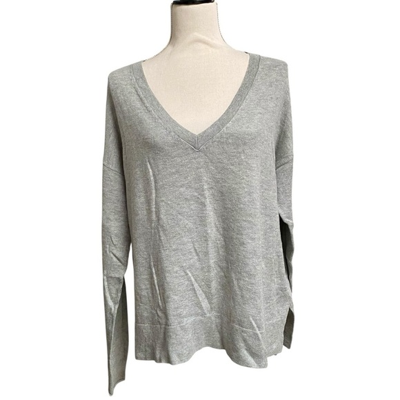 Lucky Brand Sweaters - Lucky Brand Gray Cashmere Blend V-Neck Relaxed Sweater Medium